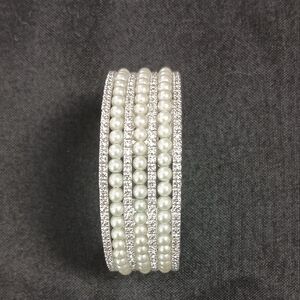 Cuff Bracelet. Pearls And Rhinestones